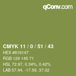 颜色代码: CMYK 11 / 0 / 51 / 43 | qconv.com