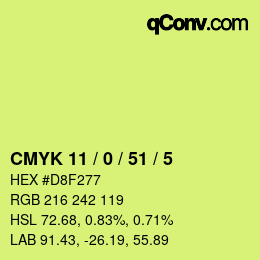 Color code: CMYK 11 / 0 / 51 / 5 | qconv.com