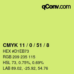 Color code: CMYK 11 / 0 / 51 / 8 | qconv.com