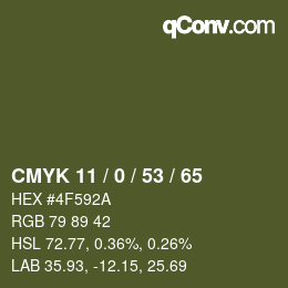 Farbcode: CMYK 11 / 0 / 53 / 65 | qconv.com