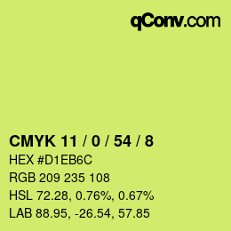 Color code: CMYK 11 / 0 / 54 / 8 | qconv.com