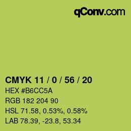カラーコード: CMYK 11 / 0 / 56 / 20 | qconv.com