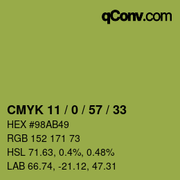 Farbcode: CMYK 11 / 0 / 57 / 33 | qconv.com