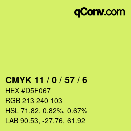 Color code: CMYK 11 / 0 / 57 / 6 | qconv.com