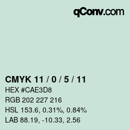 カラーコード: CMYK 11 / 0 / 5 / 11 | qconv.com