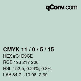 Color code: CMYK 11 / 0 / 5 / 15 | qconv.com