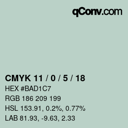 Color code: CMYK 11 / 0 / 5 / 18 | qconv.com