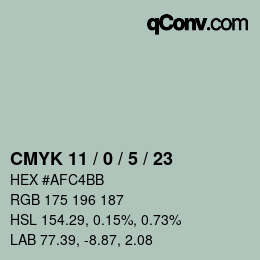 Color code: CMYK 11 / 0 / 5 / 23 | qconv.com