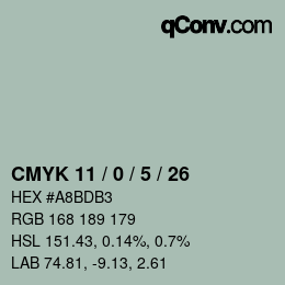 Color code: CMYK 11 / 0 / 5 / 26 | qconv.com