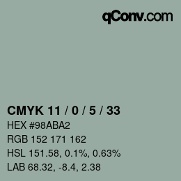 Color code: CMYK 11 / 0 / 5 / 33 | qconv.com