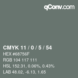 Color code: CMYK 11 / 0 / 5 / 54 | qconv.com