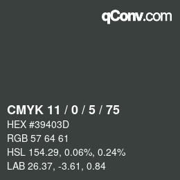 Color code: CMYK 11 / 0 / 5 / 75 | qconv.com