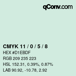 カラーコード: CMYK 11 / 0 / 5 / 8 | qconv.com