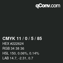 Color code: CMYK 11 / 0 / 5 / 85 | qconv.com