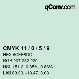 カラーコード: CMYK 11 / 0 / 5 / 9 | qconv.com