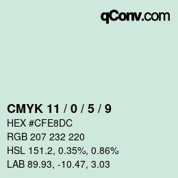 颜色代码: CMYK 11 / 0 / 5 / 9 | qconv.com