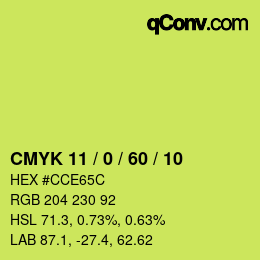 カラーコード: CMYK 11 / 0 / 60 / 10 | qconv.com