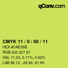 カラーコード: CMYK 11 / 0 / 60 / 11 | qconv.com