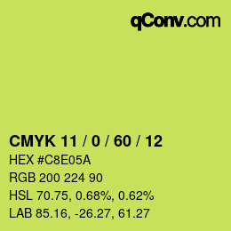 カラーコード: CMYK 11 / 0 / 60 / 12 | qconv.com