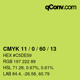 カラーコード: CMYK 11 / 0 / 60 / 13 | qconv.com