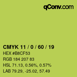 カラーコード: CMYK 11 / 0 / 60 / 19 | qconv.com