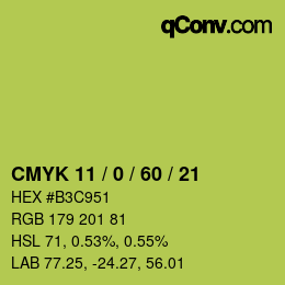 カラーコード: CMYK 11 / 0 / 60 / 21 | qconv.com