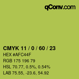 カラーコード: CMYK 11 / 0 / 60 / 23 | qconv.com