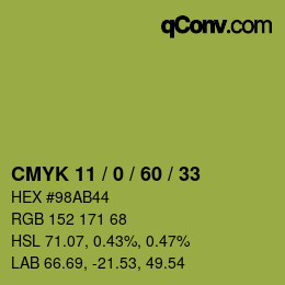 颜色代码: CMYK 11 / 0 / 60 / 33 | qconv.com