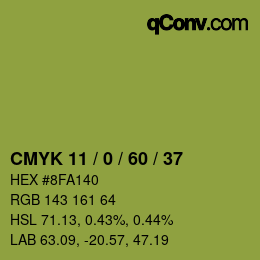カラーコード: CMYK 11 / 0 / 60 / 37 | qconv.com