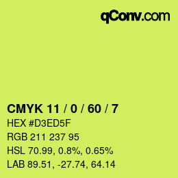 カラーコード: CMYK 11 / 0 / 60 / 7 | qconv.com