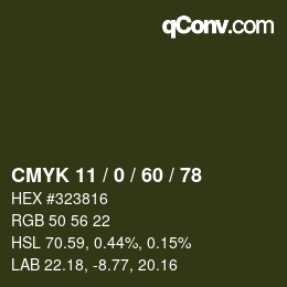 カラーコード: CMYK 11 / 0 / 60 / 78 | qconv.com