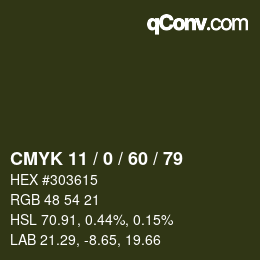 カラーコード: CMYK 11 / 0 / 60 / 79 | qconv.com