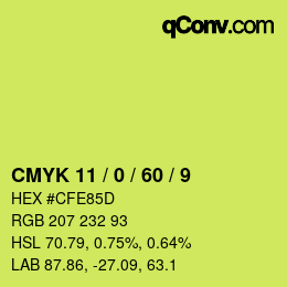 カラーコード: CMYK 11 / 0 / 60 / 9 | qconv.com