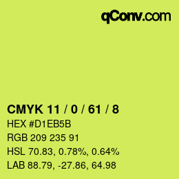 Farbcode: CMYK 11 / 0 / 61 / 8 | qconv.com