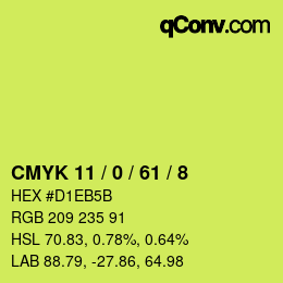 カラーコード: CMYK 11 / 0 / 61 / 8 | qconv.com