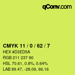 Color code: CMYK 11 / 0 / 62 / 7 | qconv.com