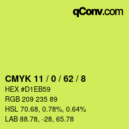 Color code: CMYK 11 / 0 / 62 / 8 | qconv.com