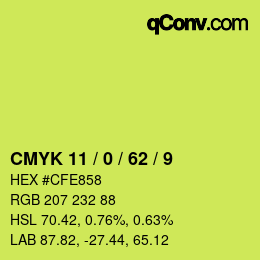 Color code: CMYK 11 / 0 / 62 / 9 | qconv.com