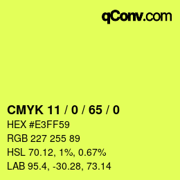 颜色代码: CMYK 11 / 0 / 65 / 0 | qconv.com