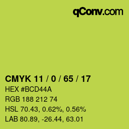 Color code: CMYK 11 / 0 / 65 / 17 | qconv.com