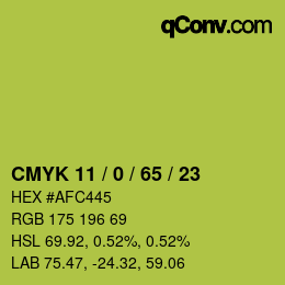 Color code: CMYK 11 / 0 / 65 / 23 | qconv.com