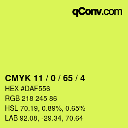 Color code: CMYK 11 / 0 / 65 / 4 | qconv.com