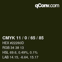 Color code: CMYK 11 / 0 / 65 / 85 | qconv.com