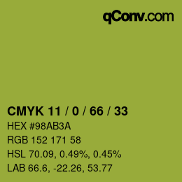 Color code: CMYK 11 / 0 / 66 / 33 | qconv.com