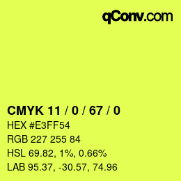 カラーコード: CMYK 11 / 0 / 67 / 0 | qconv.com