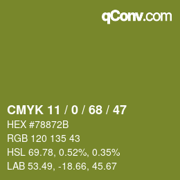 Color code: CMYK 11 / 0 / 68 / 47 | qconv.com