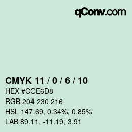 カラーコード: CMYK 11 / 0 / 6 / 10 | qconv.com