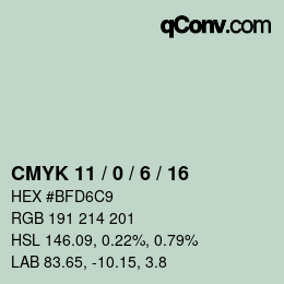 カラーコード: CMYK 11 / 0 / 6 / 16 | qconv.com