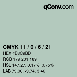 Color code: CMYK 11 / 0 / 6 / 21 | qconv.com