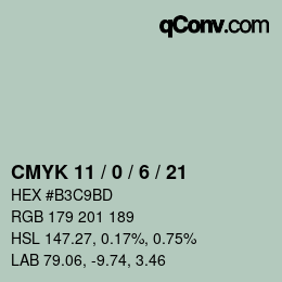 カラーコード: CMYK 11 / 0 / 6 / 21 | qconv.com